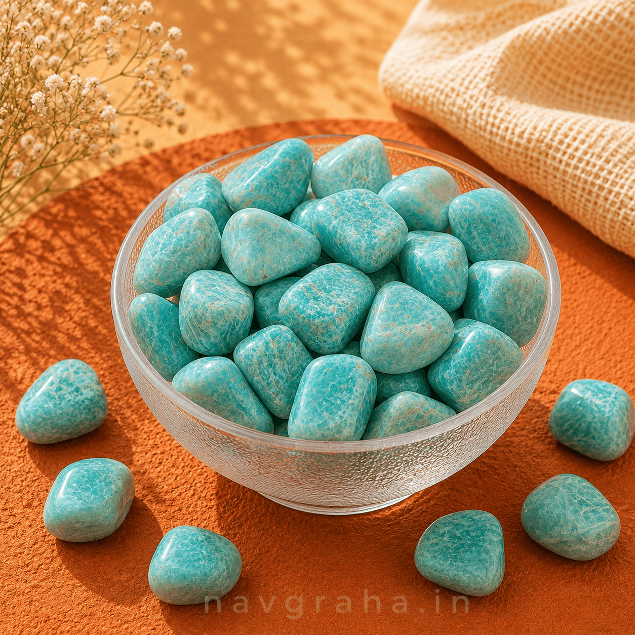 20f6964f-8d0d-47c3-b4bd-4eb50cfb6eaf Amazonite Tumble Stones | 100 Grams | Crystal for Truth, Emotional Clarity & Calm Communication | Navgraha.In - Image 1
