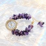 Amethyst Crystal Wrist Watch | Genuine Gemstone Dial | Luxury Spiritual Timepiece | Exclusive at Navgraha.In