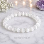 Selenite Crystal Bracelet | Natural Gemstone Beads | Continuous Aura Cleansing, Divine Light & Crown Chakra | Navgraha.In