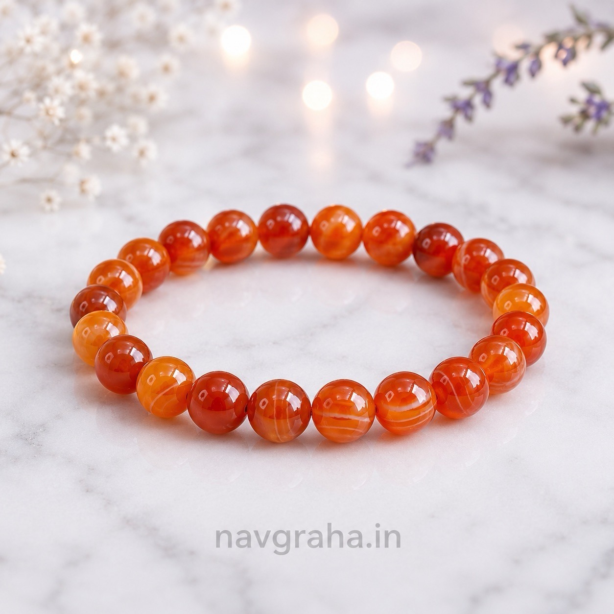 832ce321-648f-4dec-bab5-ea91117a15ef Carnelian Crystal Bracelet | Natural Gemstone Beads | Vitality, Creativity & Courageous Action | Navgraha.In - Image 1