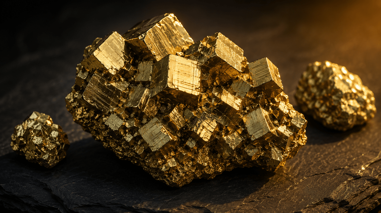 Raw pyrite stone &mdash; the most energetically potent form for home and office Vastu placement