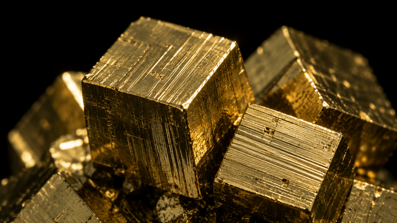 Pyrite's cubic crystalline structure &mdash; the geometry of financial clarity and bold action