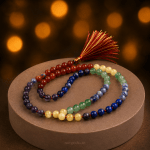 Seven Chakra Maala | 108 Beads | 6mm | Rainbow Crystal Japa Mala for Full Chakra Balancing & Energy Alignment | Navgraha.In