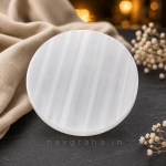 Selenite Charging Plate (Plain Round) | Natural Selenite Crystal Cleansing & Recharging Plate for Crystals, Jewellery & Energy Purification | Navgraha.In