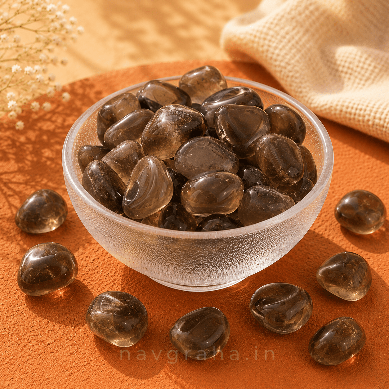 aae13a5e-e9fe-4f44-9df3-5358ad22b4cd Smoky Quartz Tumble Stones | 100 Grams | Crystal for Grounding, Stress Relief & Negativity Transmutation | Navgraha.In - Image 1