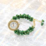 Green Jade Crystal Wrist Watch | Genuine Natural Gemstone Dial | Luxury Healing Crystal Watch for Luck | Navgraha.In
