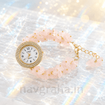 Rose Quartz Crystal Wrist Watch | Genuine Natural Gemstone Dial | Luxury Healing Crystal Watch for Love | Navgraha.In