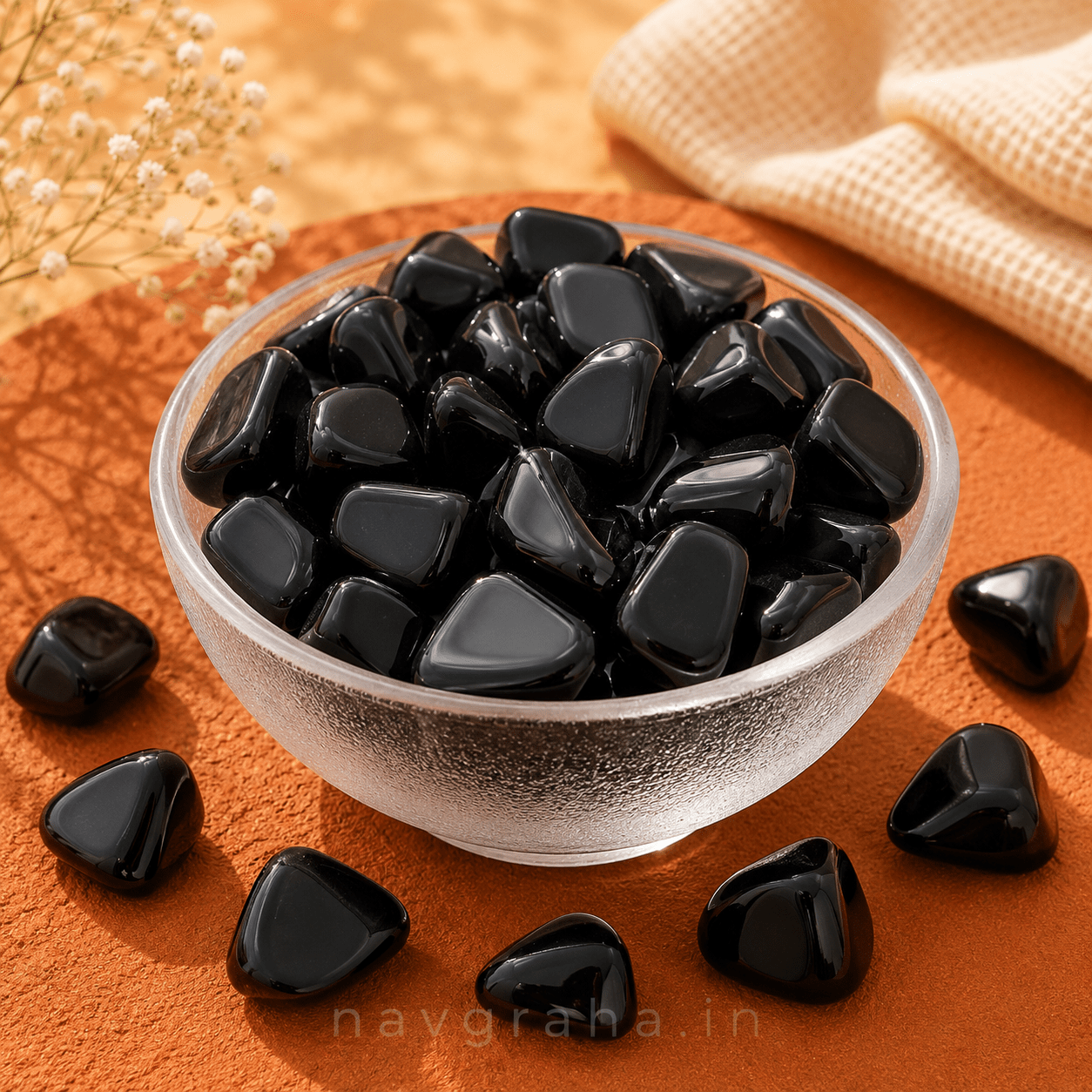 fd882b11-63cb-443c-a88a-4d0bc4954ff1 Black Obsidian Tumble Stones | 100 Grams | Volcanic Crystal for Protection, Truth & Psychic Shielding | Navgraha.In - Image 1