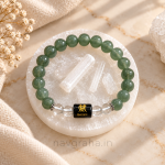 Gemini (मिथुन राशि) Zodiac Bracelet & FREE Raw Selenite Charging Plate | Green Aventurine & Milky Quartz | Natural Crystal Rashi Bracelet for Balance | Navgraha.In