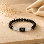 Scorpio (वृश्चिक राशि) Zodiac Bracelet | Black Obsidian & Milky Quartz | Natural Crystal Rashi Bracelet for Emotional Balance | Navgraha.In