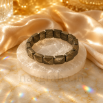 Faceted Pyrite Bracelet | Faceted Natural Pyrite Gemstone Beads & FREE Selenite Plate | Navgraha.In