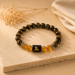 Leo (सिंह राशि) Zodiac Bracelet | Tiger Eye & Citrine | Natural Crystal Rashi Bracelet for Confidence | Navgraha.In