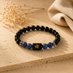 Sagittarius (धनु राशि) Zodiac Bracelet | Black Obsidian & Lapis Lazuli | Natural Crystal Rashi Bracelet for Focus | Navgraha.In