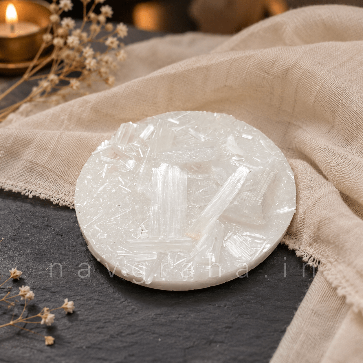 ec736b7d-7b0b-41d4-8248-20ea2a745b56 Charging Plate With Raw Selenite| Crystal Cleansing & Recharging Plate With Raw Selenite for Crystals, Gemstones & Jewellery | Navgraha.In - Image 1