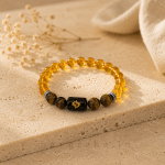 Pisces (मीन राशि) Zodiac Bracelet | Citrine & Tiger Eye | Natural Crystal Rashi Bracelet for Protection | Navgraha.In