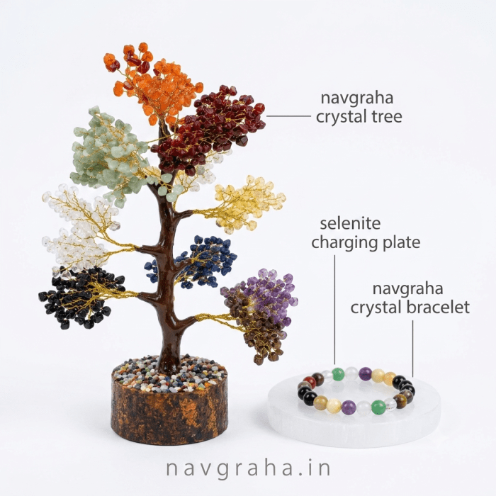 Navgraha Special Combo | Navgraha Crystal Tree + Navgraha Bracelet with FREE Selenite Plate | Complete Nine-Planet Balancing Set | Navgraha.In - Image 2