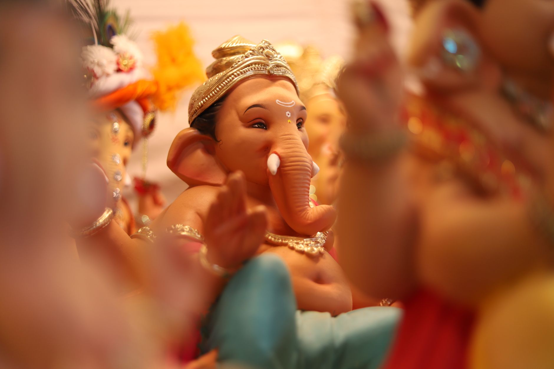 procession of a beautiful idol of lord ganesha