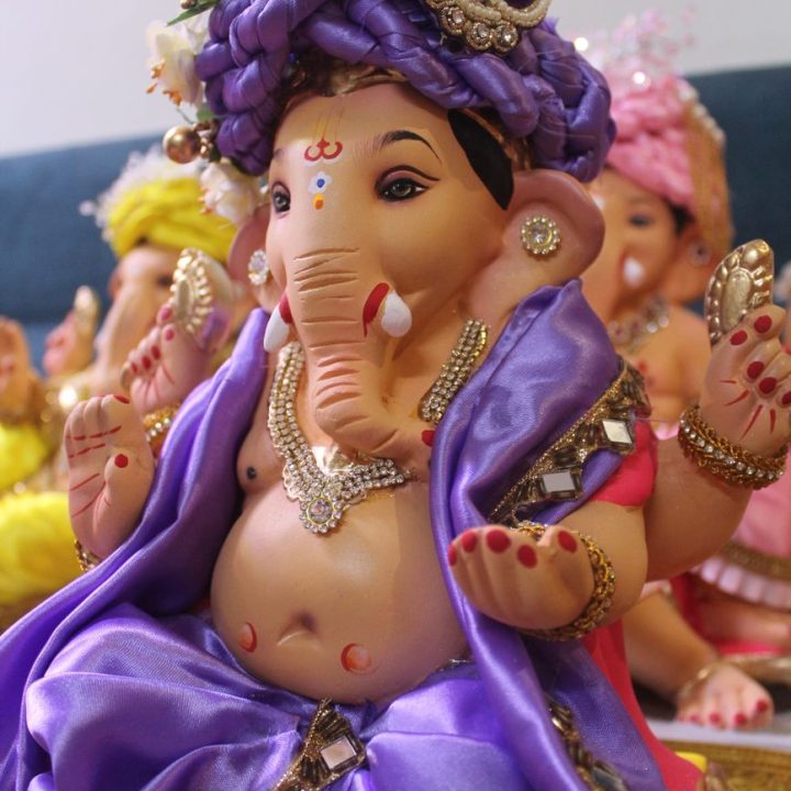 vibrant lord ganesha statue in festive decor