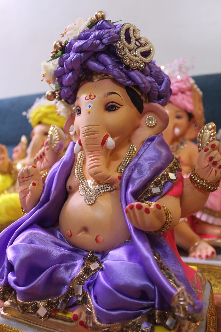vibrant lord ganesha statue in festive decor