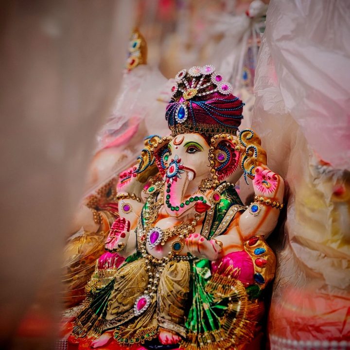 vibrant ganesha idol adorned with jewels