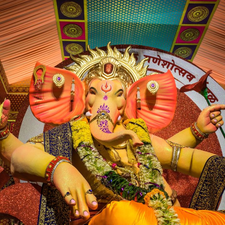 vibrant ganpati idol during ganesh chaturthi festival