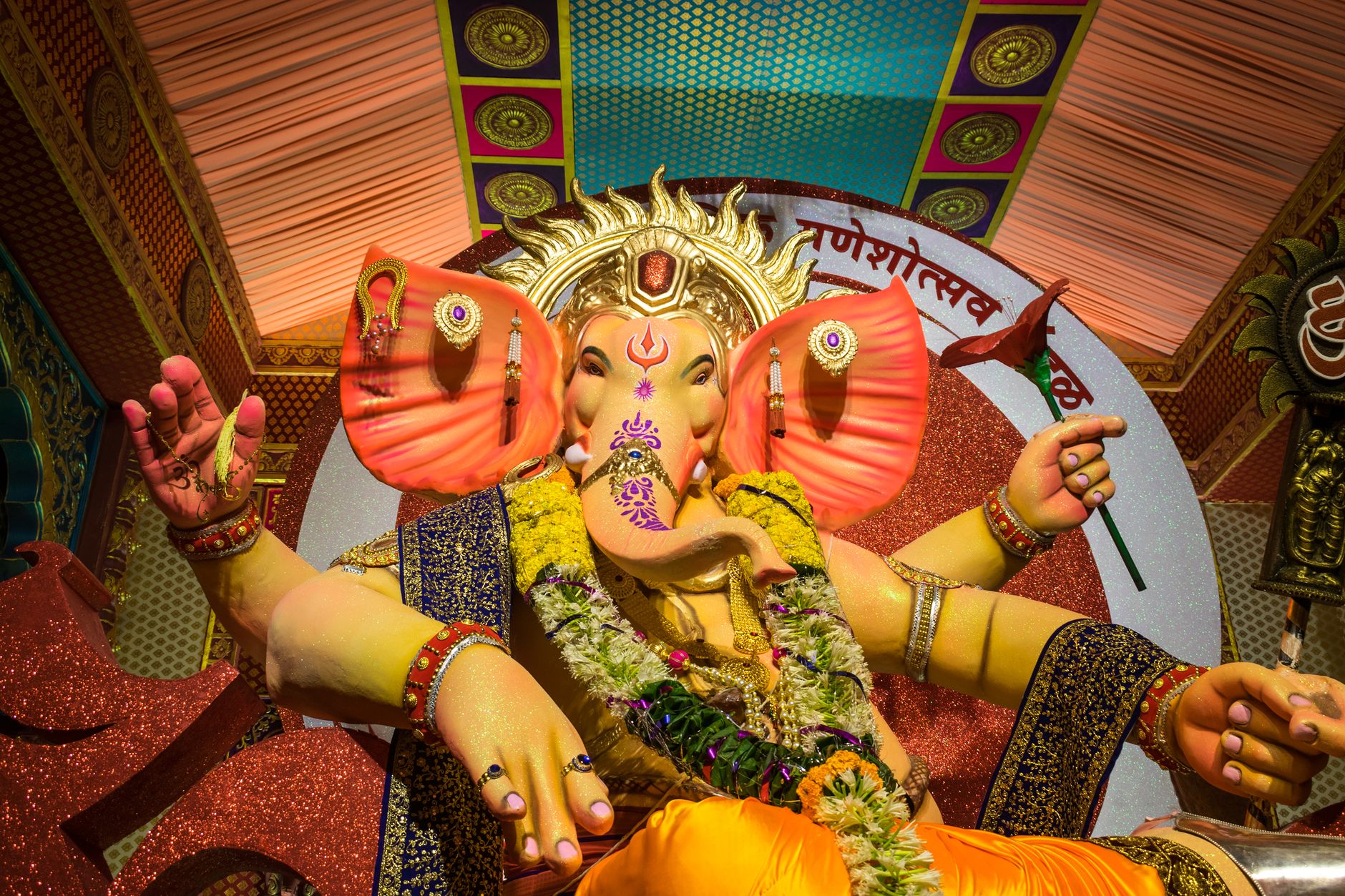 vibrant ganpati idol during ganesh chaturthi festival