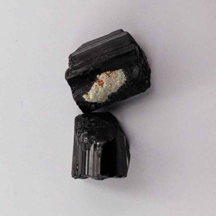 close up of black tourmaline mineral specimen