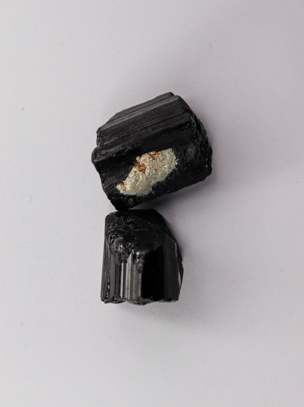 close up of black tourmaline mineral specimen