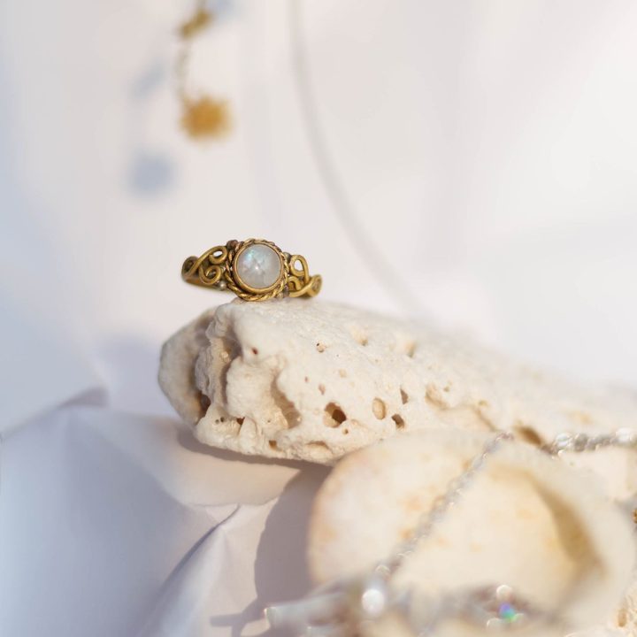 close up shot of a ring on a rock