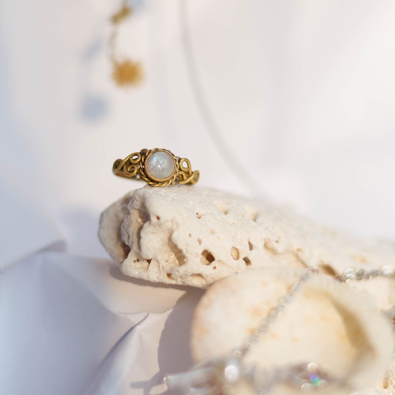 close up shot of a ring on a rock